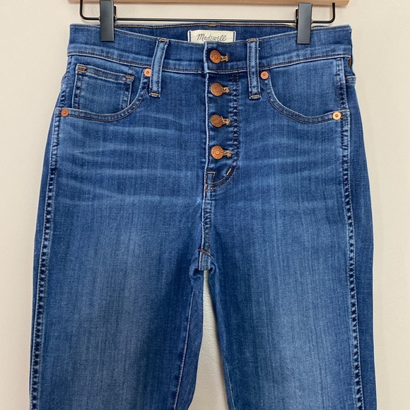 Madewell 10" High-Rise Skinny Jeans in Brinville Wash Button-Front Size 26 - Picture 4 of 14